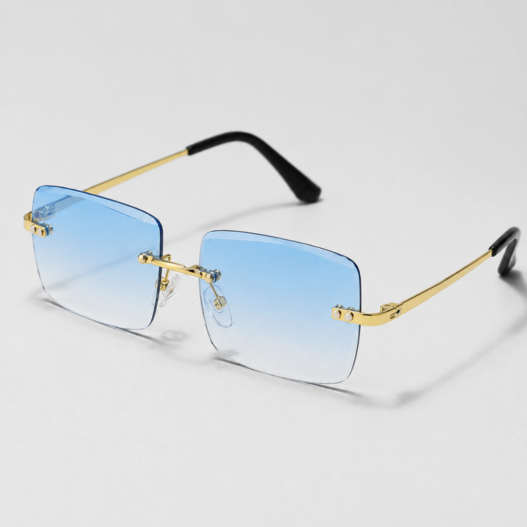 SainXAttire Premium Rimless Blue Tint Sunglasses - Image 2