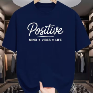 SainXAttire Premium Navy Blue Positive Graphic Cotton T-Shirt for Men