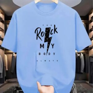 SainXAttire Premium Sky Blue Graphic Cotton T-Shirt for Men