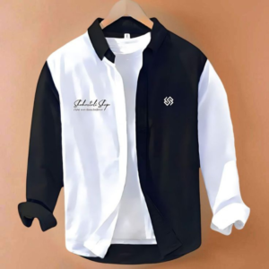 SainXAttire Premium Black & White Color Block Casual Shirt