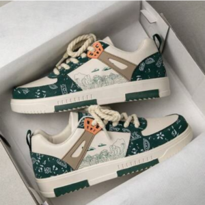 SainXAttire Premium Green & White Printed Casual Sneakers for Men