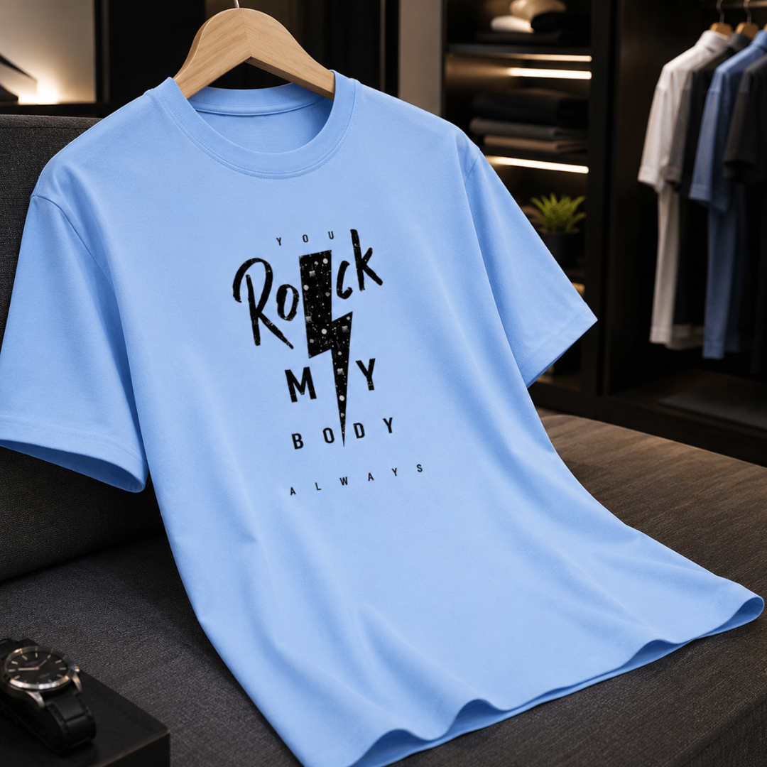 SainXAttire Premium Sky Blue Graphic Cotton T-Shirt for Men - Image 3
